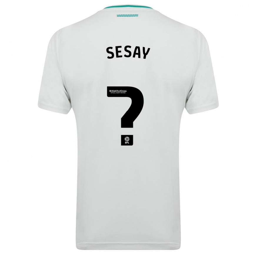 Vaikiškas Moses Sesay #0 Baltas Išvykos Marškinėliai 2023/24 T-Shirt