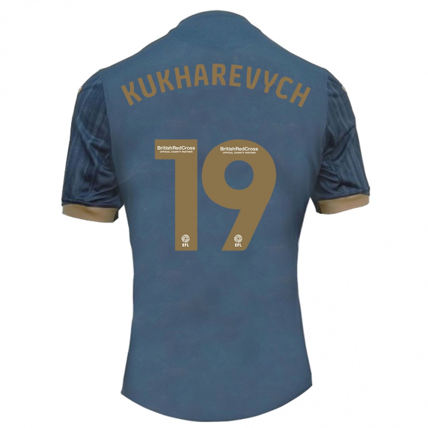 Vaikiškas Mykola Kukharevych #19 Tamsi Žalsva Išvykos Marškinėliai 2023/24 T-Shirt