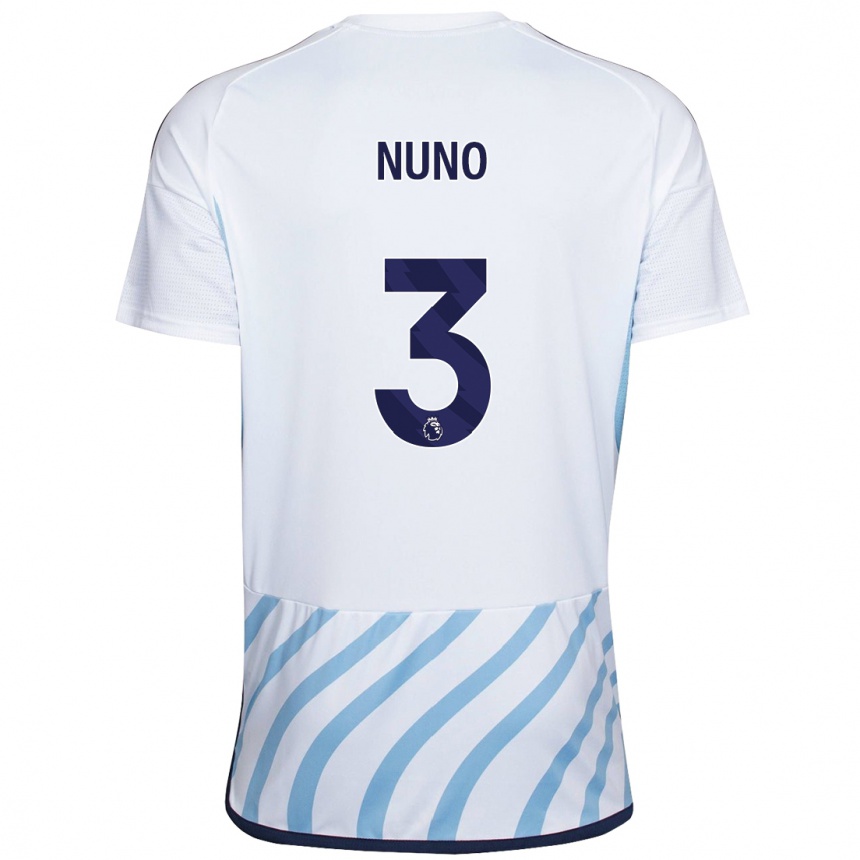 Vaikiškas Nuno Tavares #3 Balta Mėlyna Išvykos Marškinėliai 2023/24 T-Shirt