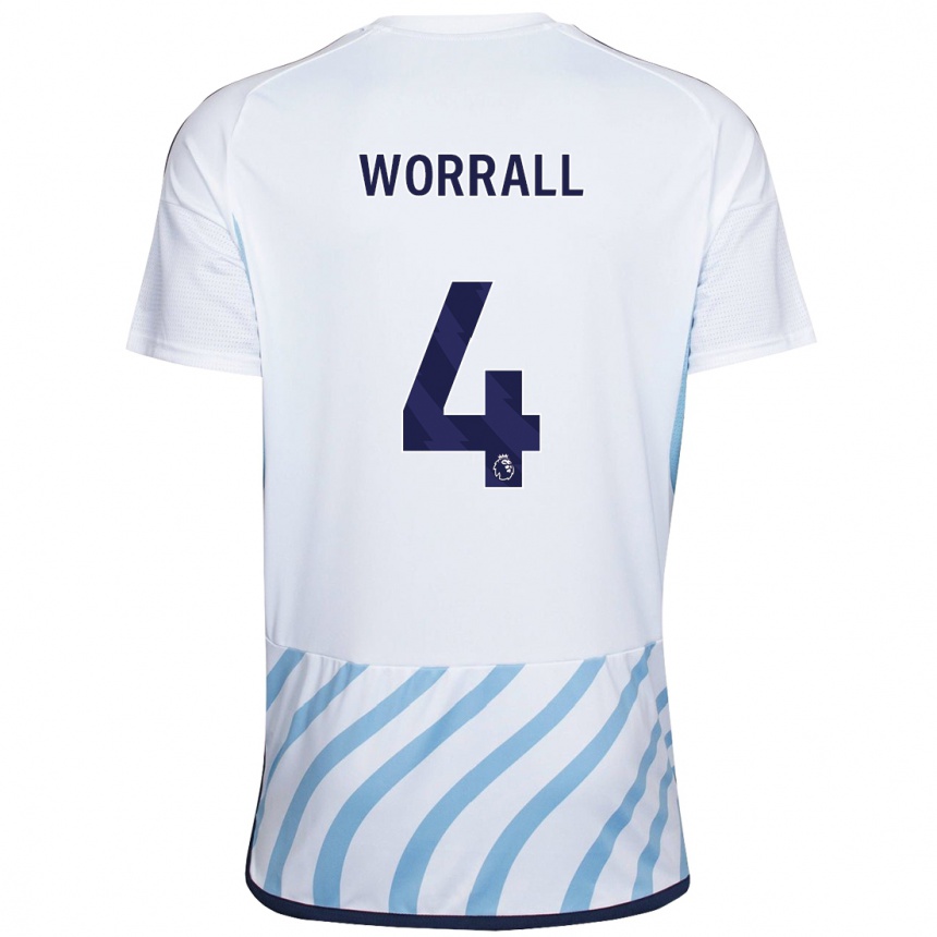 Vaikiškas Joe Worrall #4 Balta Mėlyna Išvykos Marškinėliai 2023/24 T-Shirt