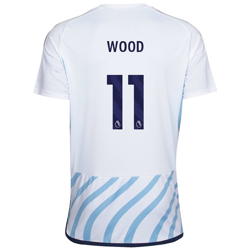 Vaikiškas Chris Wood #11 Balta Mėlyna Išvykos Marškinėliai 2023/24 T-Shirt