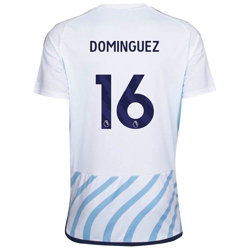 Vaikiškas Nicolás Domínguez #16 Balta Mėlyna Išvykos Marškinėliai 2023/24 T-Shirt