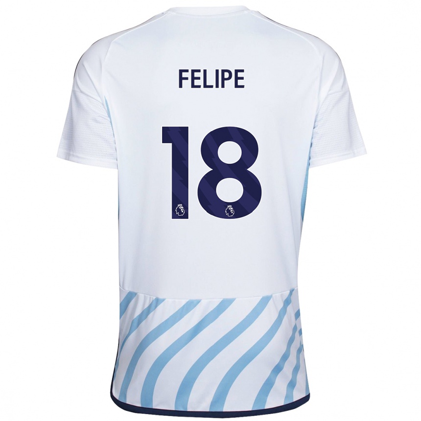 Vaikiškas Felipe #18 Balta Mėlyna Išvykos Marškinėliai 2023/24 T-Shirt