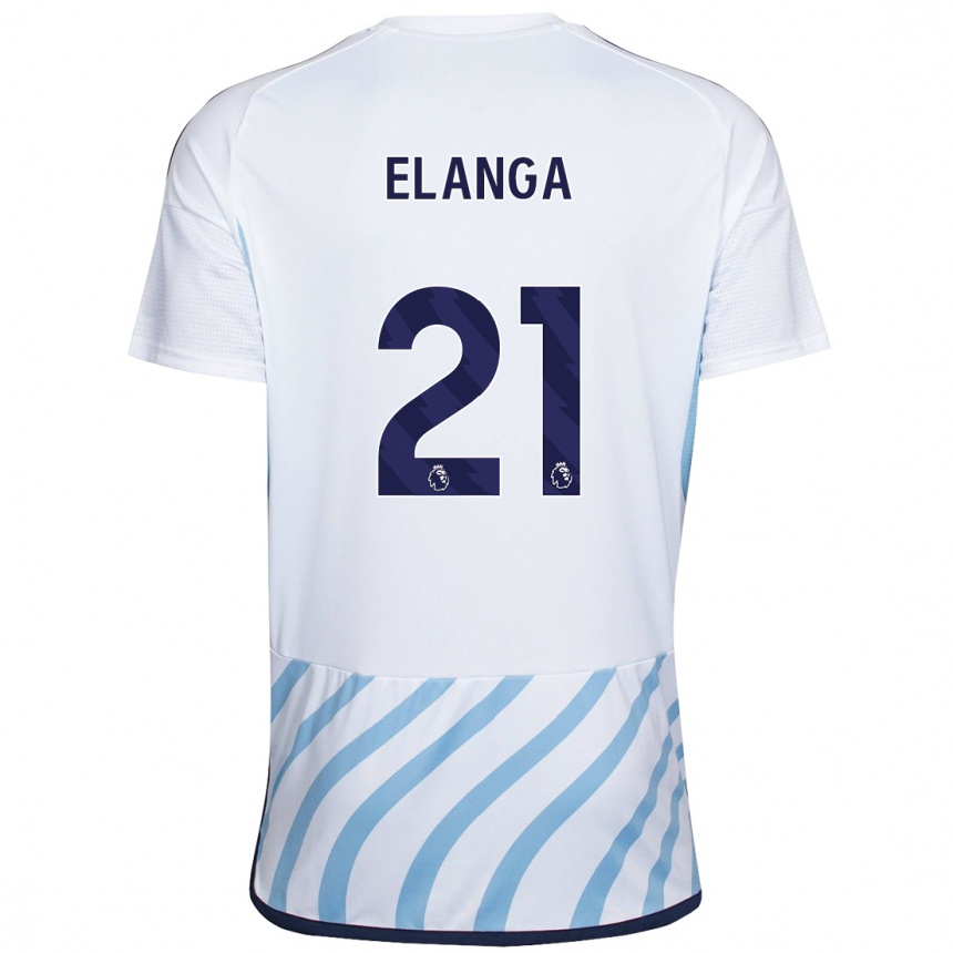 Vaikiškas Anthony Elanga #21 Balta Mėlyna Išvykos Marškinėliai 2023/24 T-Shirt