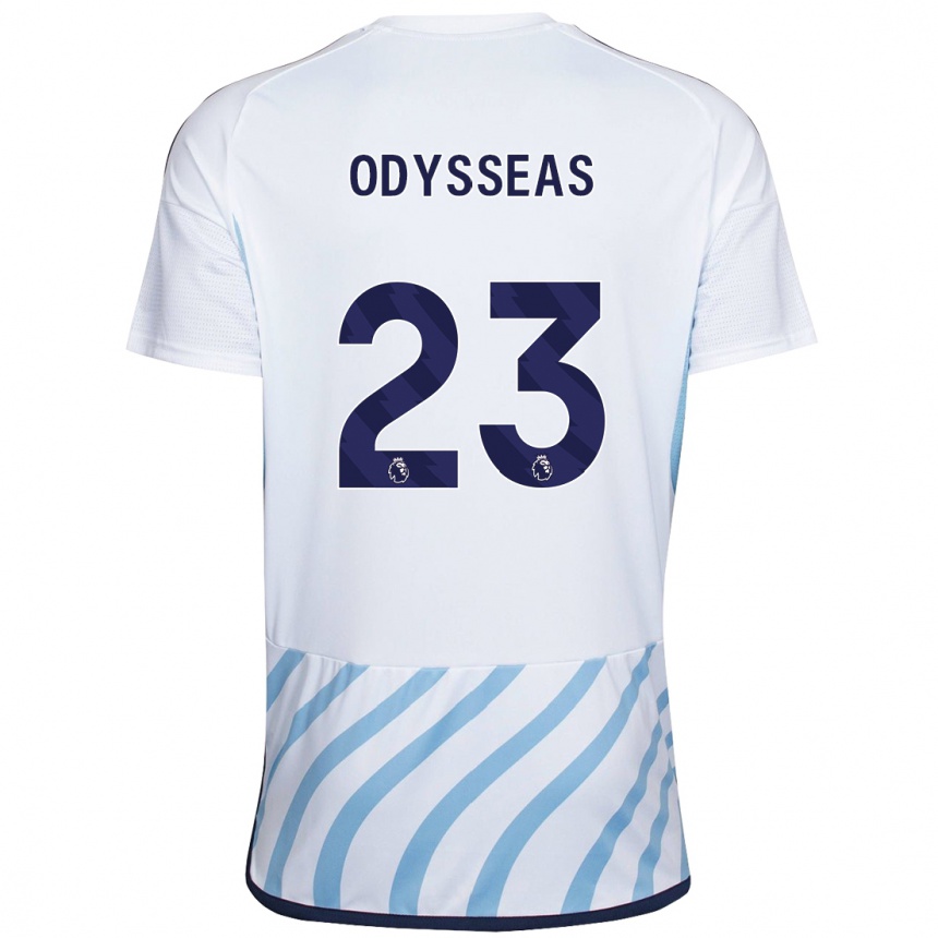 Vaikiškas Odysseas Vlachodimos #23 Balta Mėlyna Išvykos Marškinėliai 2023/24 T-Shirt