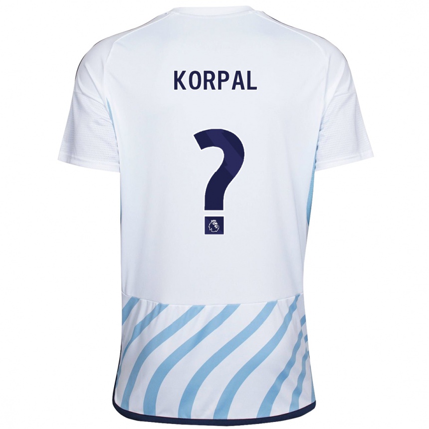 Vaikiškas Aaron Korpal #0 Balta Mėlyna Išvykos Marškinėliai 2023/24 T-Shirt