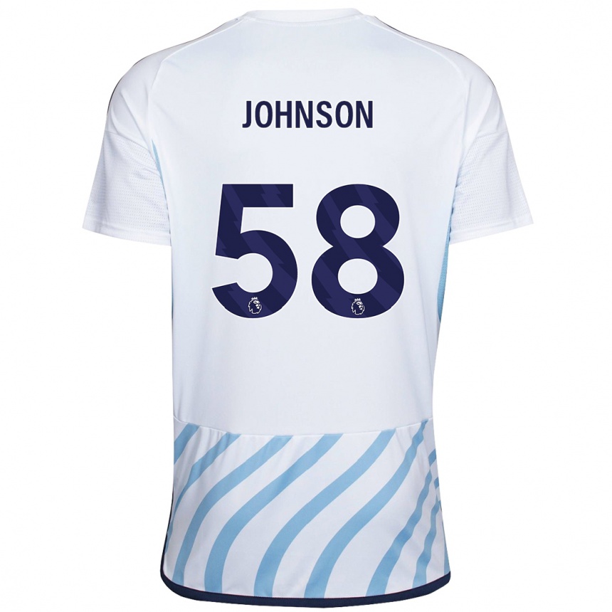 Vaikiškas Pharrell Johnson #58 Balta Mėlyna Išvykos Marškinėliai 2023/24 T-Shirt