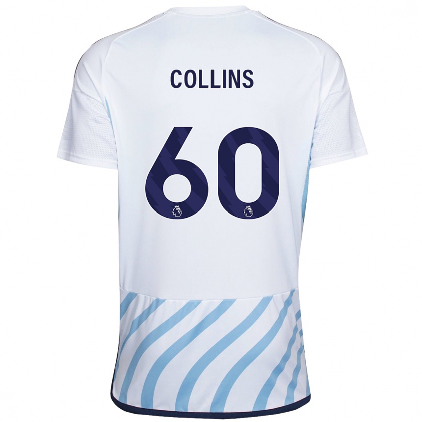 Vaikiškas Sam Collins #60 Balta Mėlyna Išvykos Marškinėliai 2023/24 T-Shirt