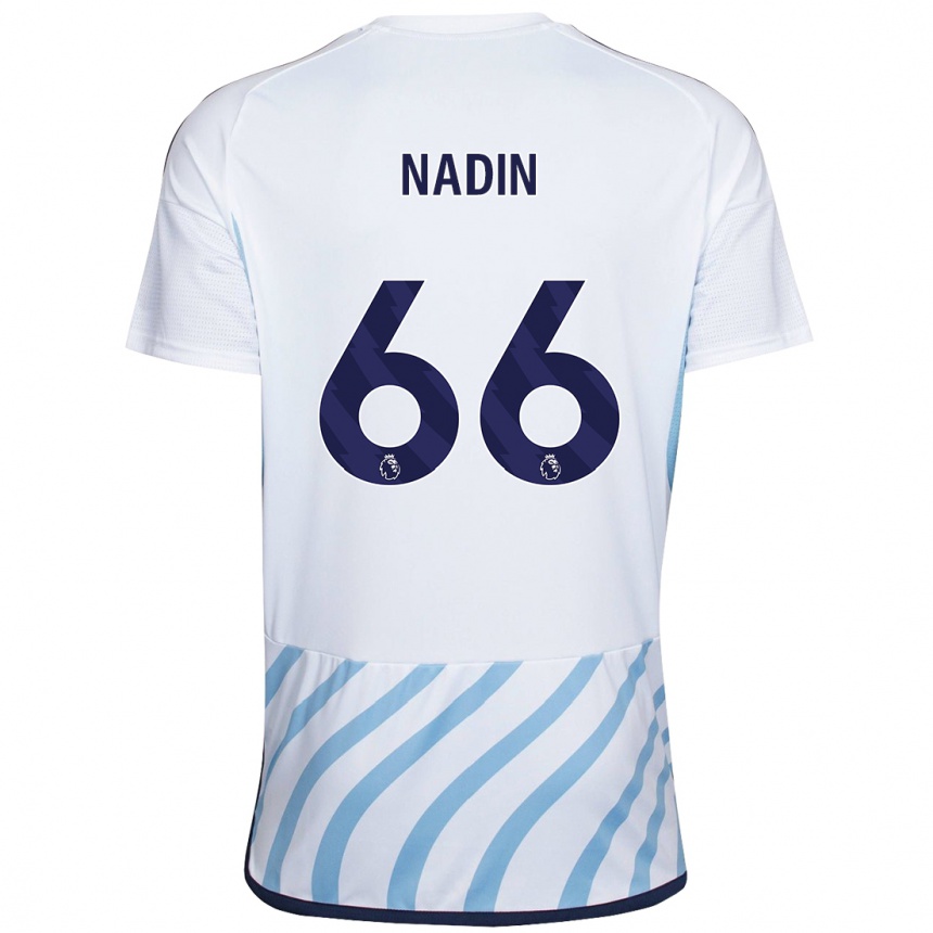 Vaikiškas Jack Nadin #66 Balta Mėlyna Išvykos Marškinėliai 2023/24 T-Shirt