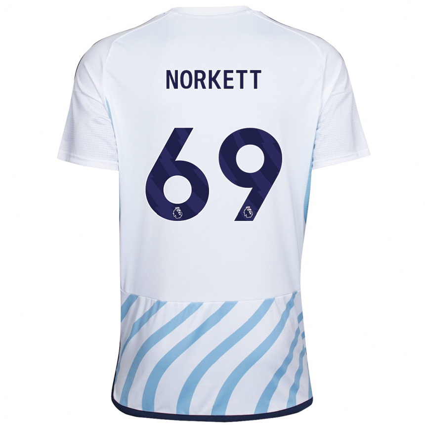 Vaikiškas Manni Norkett #69 Balta Mėlyna Išvykos Marškinėliai 2023/24 T-Shirt