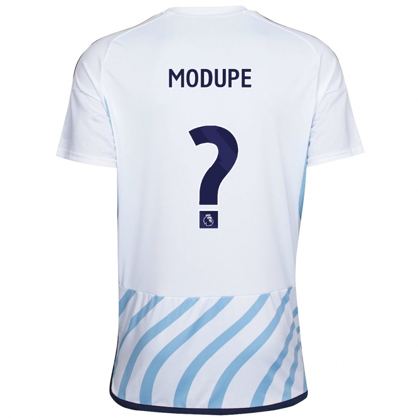 Vaikiškas David Modupe #0 Balta Mėlyna Išvykos Marškinėliai 2023/24 T-Shirt