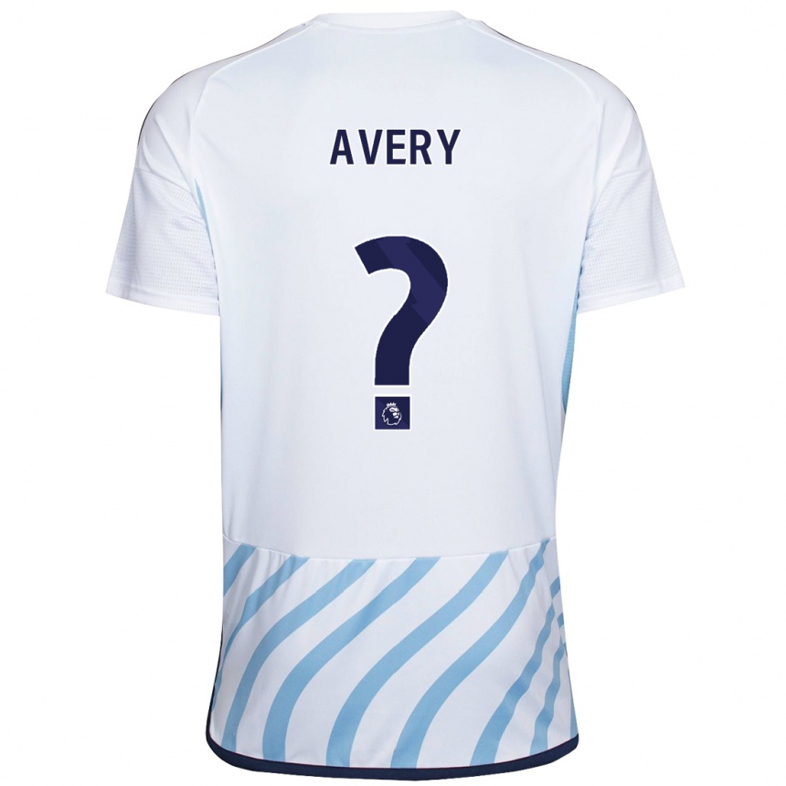 Vaikiškas Theo Avery #0 Balta Mėlyna Išvykos Marškinėliai 2023/24 T-Shirt