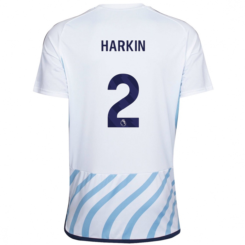 Vaikiškas Lyndsey Harkin #2 Balta Mėlyna Išvykos Marškinėliai 2023/24 T-Shirt