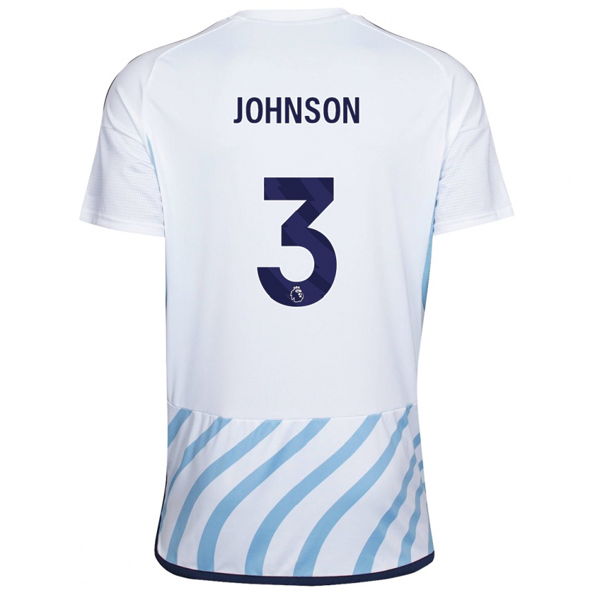 Vaikiškas Nat Johnson #3 Balta Mėlyna Išvykos Marškinėliai 2023/24 T-Shirt