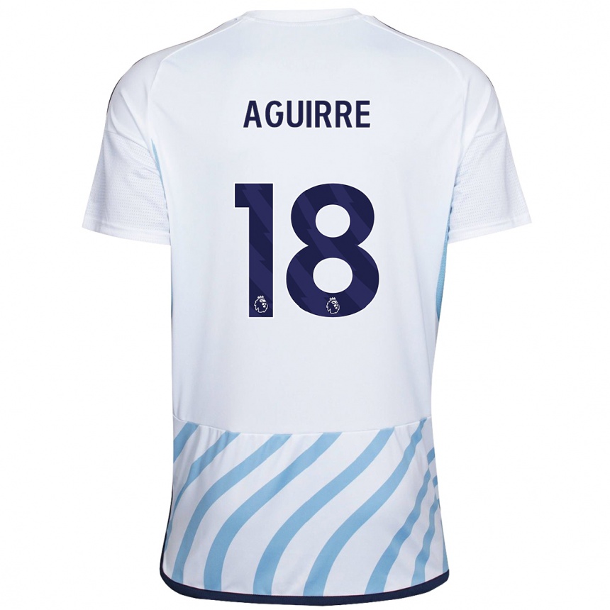 Vaikiškas Aja Aguirre #18 Balta Mėlyna Išvykos Marškinėliai 2023/24 T-Shirt