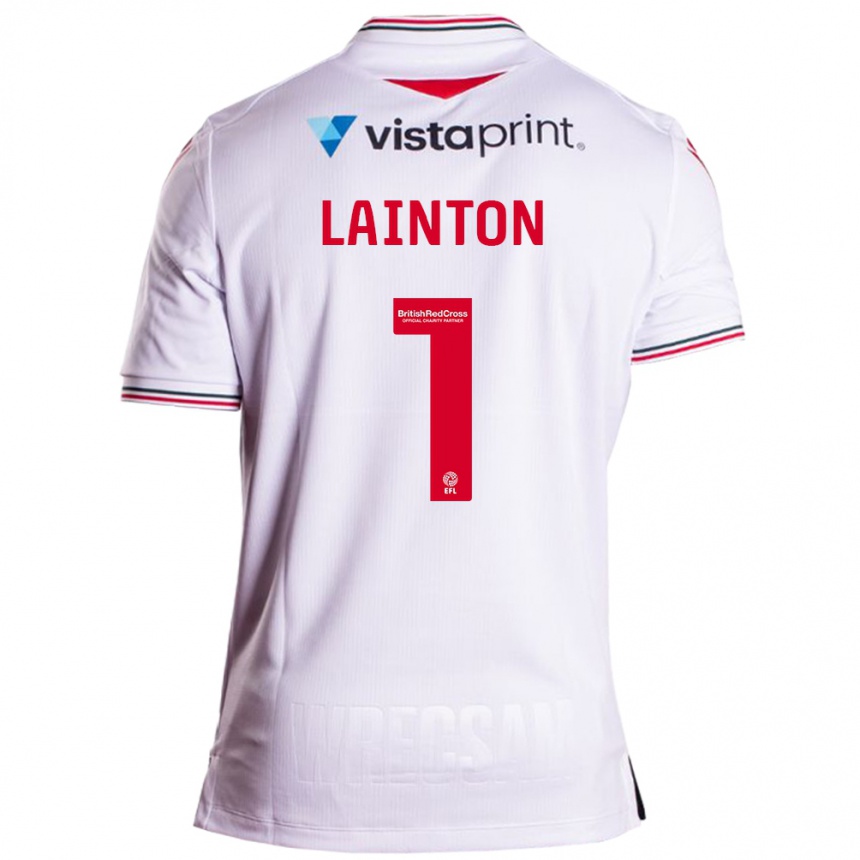 Vaikiškas Rob Lainton #1 Baltas Išvykos Marškinėliai 2023/24 T-Shirt