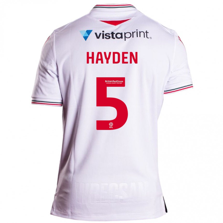 Vaikiškas Aaron Hayden #5 Baltas Išvykos Marškinėliai 2023/24 T-Shirt
