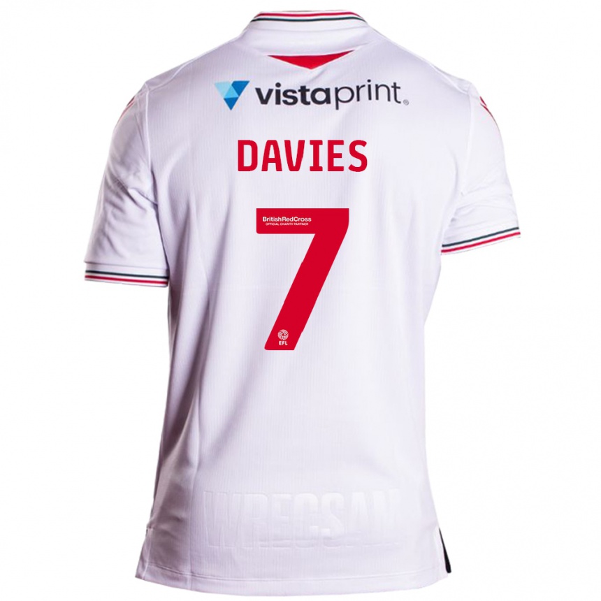 Vaikiškas Jordan Davies #7 Baltas Išvykos Marškinėliai 2023/24 T-Shirt