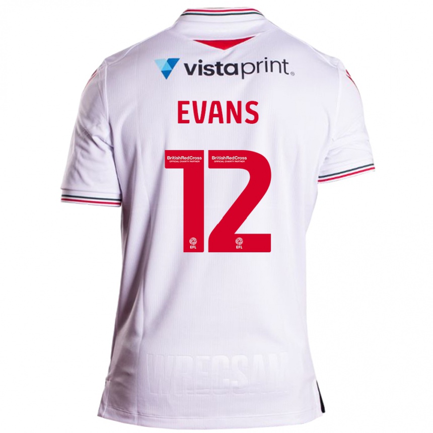 Vaikiškas George Evans #12 Baltas Išvykos Marškinėliai 2023/24 T-Shirt