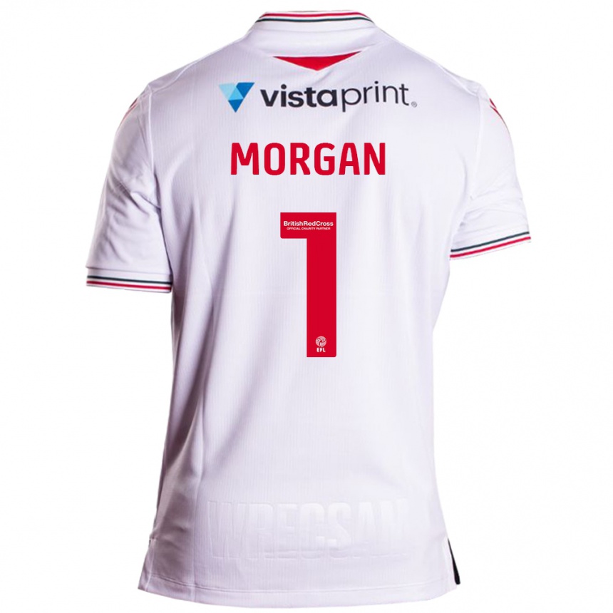 Vaikiškas Delyth Morgan #1 Baltas Išvykos Marškinėliai 2023/24 T-Shirt