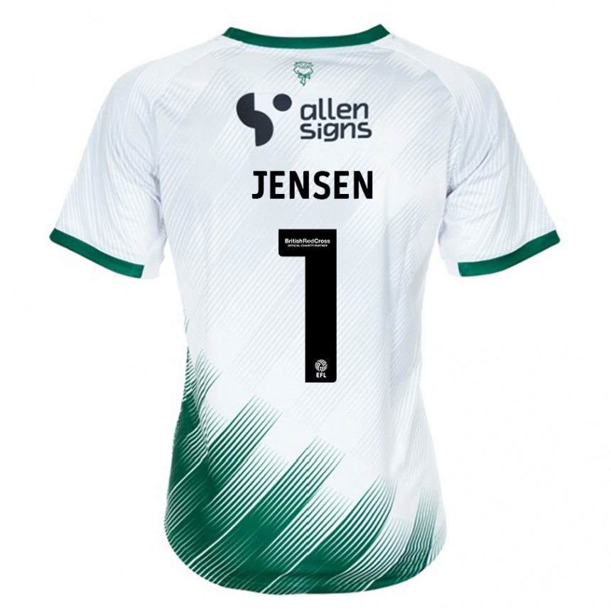 Vaikiškas Lukas Jensen #1 Baltas Išvykos Marškinėliai 2023/24 T-Shirt