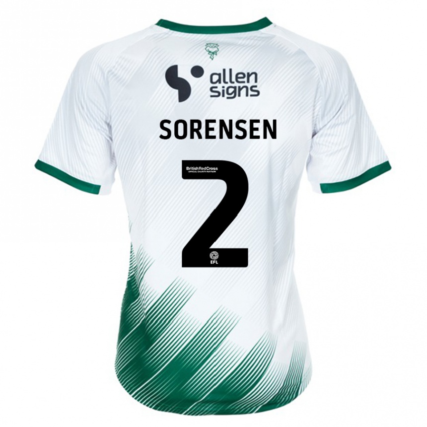 Vaikiškas Lasse Sörensen #2 Baltas Išvykos Marškinėliai 2023/24 T-Shirt