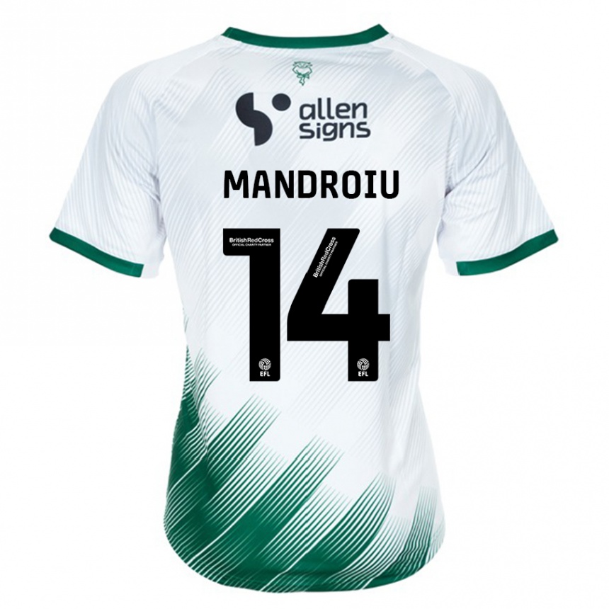 Vaikiškas Daniel Mandroiu #14 Baltas Išvykos Marškinėliai 2023/24 T-Shirt