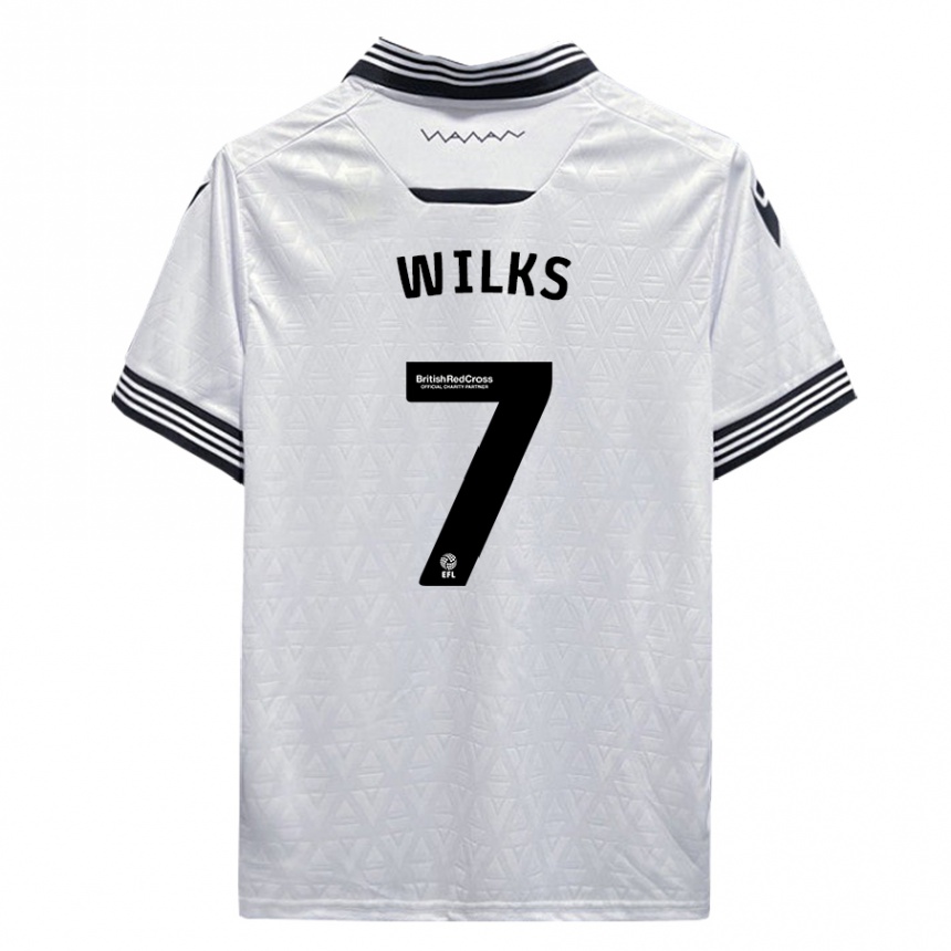 Vaikiškas Mallik Wilks #7 Baltas Išvykos Marškinėliai 2023/24 T-Shirt