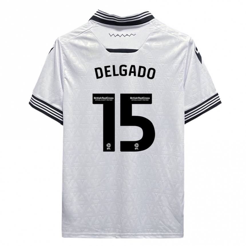 Vaikiškas Juan Delgado #15 Baltas Išvykos Marškinėliai 2023/24 T-Shirt