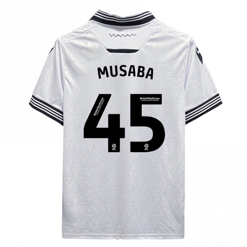 Vaikiškas Anthony Musaba #45 Baltas Išvykos Marškinėliai 2023/24 T-Shirt