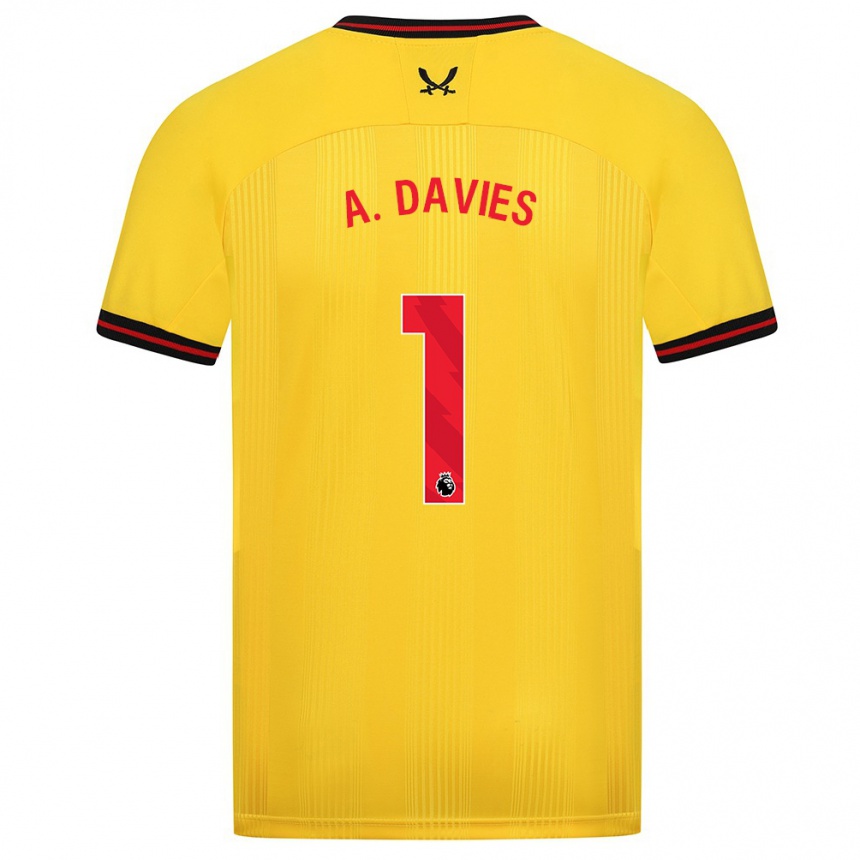 Vaikiškas Adam Davies #1 Geltona Išvykos Marškinėliai 2023/24 T-Shirt
