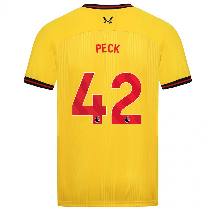 Vaikiškas Sydie Peck #42 Geltona Išvykos Marškinėliai 2023/24 T-Shirt