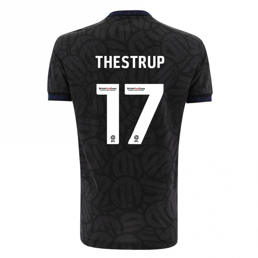 Vaikiškas Amalie Thestrup #17 Juoda Išvykos Marškinėliai 2023/24 T-Shirt