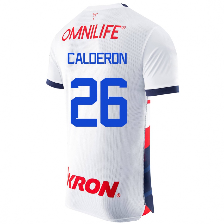 Vaikiškas Cristian Calderón #26 Baltas Išvykos Marškinėliai 2023/24 T-Shirt