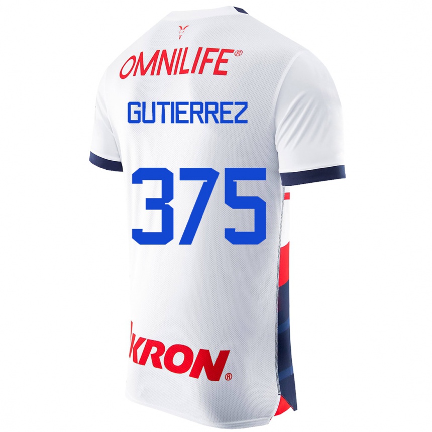 Vaikiškas Gerson Gutiérrez #375 Baltas Išvykos Marškinėliai 2023/24 T-Shirt