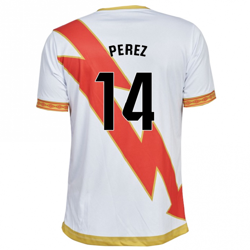 Vyrai Kike Pérez #14 Baltas Namų Marškinėliai 2023/24 T-Shirt