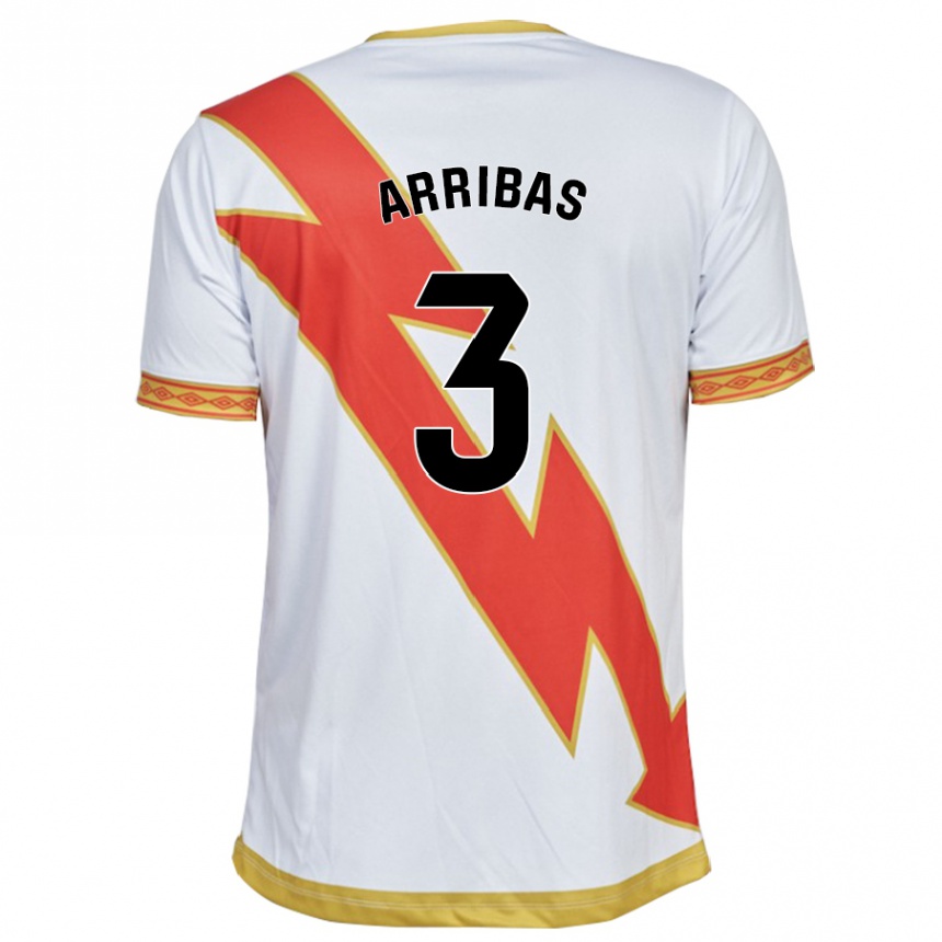 Vyrai Sergio Arribas #3 Baltas Namų Marškinėliai 2023/24 T-Shirt