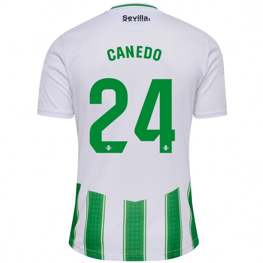 Vyrai Damián Canedo #24 Baltas Namų Marškinėliai 2023/24 T-Shirt