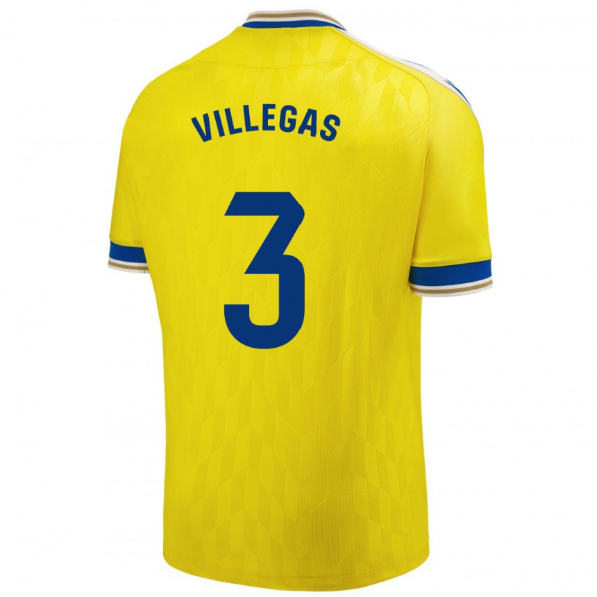 Vyrai Virginia Villegas Rico #3 Geltona Namų Marškinėliai 2023/24 T-Shirt