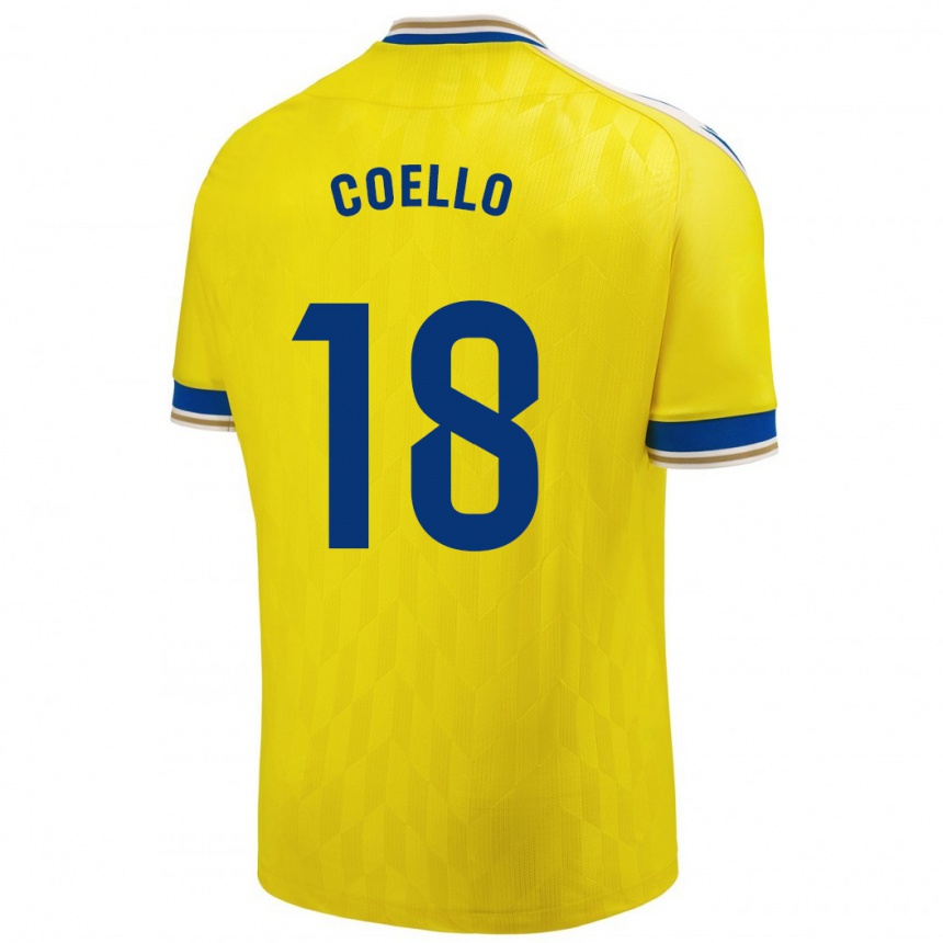 Vyrai María Del Carmen Coello Vidal #18 Geltona Namų Marškinėliai 2023/24 T-Shirt