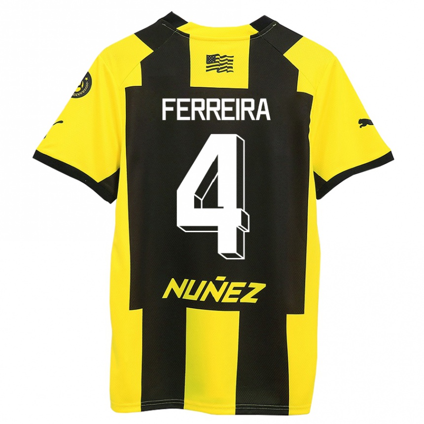 Vyrai Joaquín Ferreira #4 Geltona Juoda Namų Marškinėliai 2023/24 T-Shirt