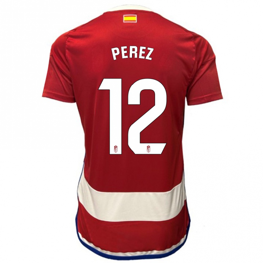 Vyrai Alba Pérez #12 Raudona Namų Marškinėliai 2023/24 T-Shirt