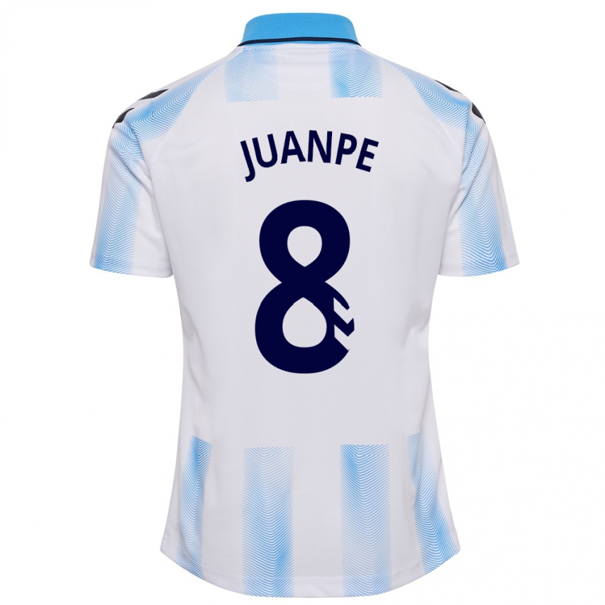 Vyrai Juanpe #8 Balta Mėlyna Namų Marškinėliai 2023/24 T-Shirt