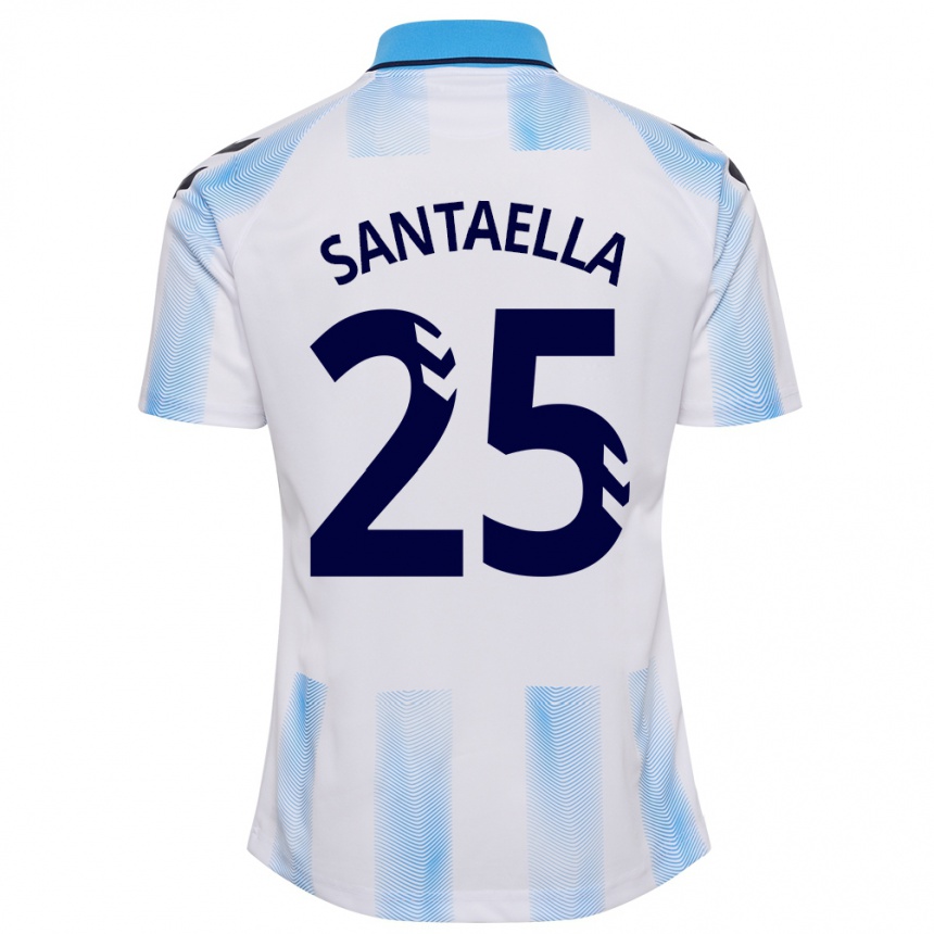Vyrai Miguel Ángel Santaella #25 Balta Mėlyna Namų Marškinėliai 2023/24 T-Shirt