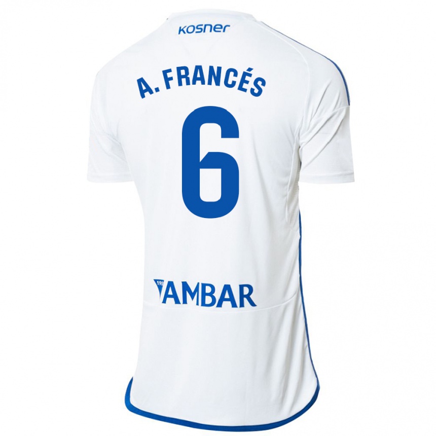 Vyrai Alejandro Francés #6 Baltas Namų Marškinėliai 2023/24 T-Shirt