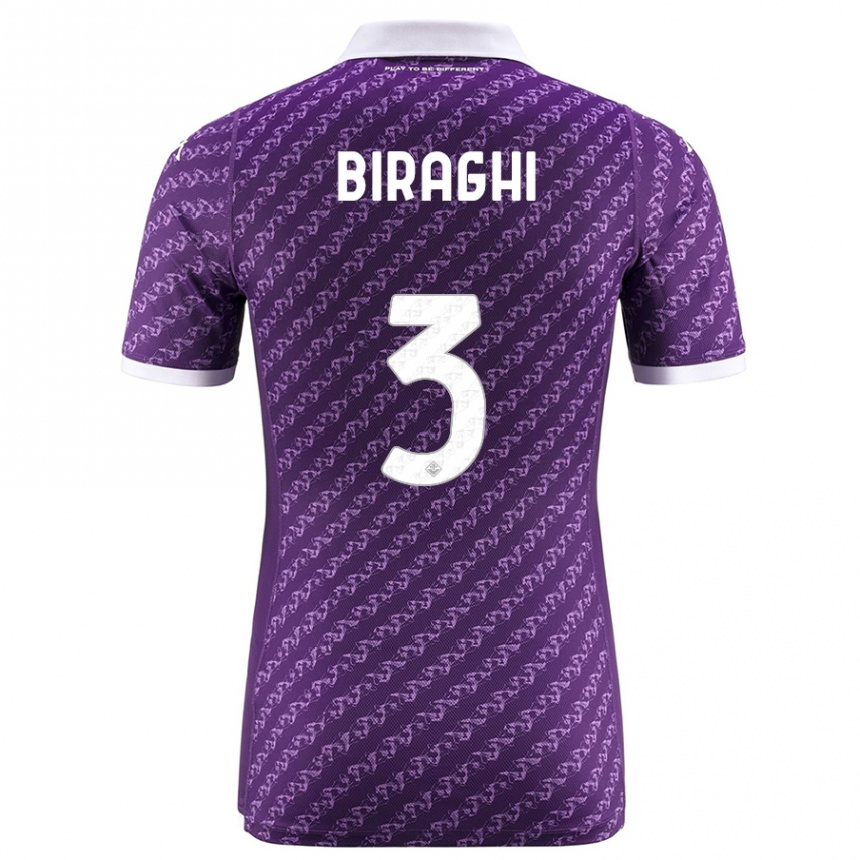 Vyrai Cristiano Biraghi #3 Violetinė Namų Marškinėliai 2023/24 T-Shirt