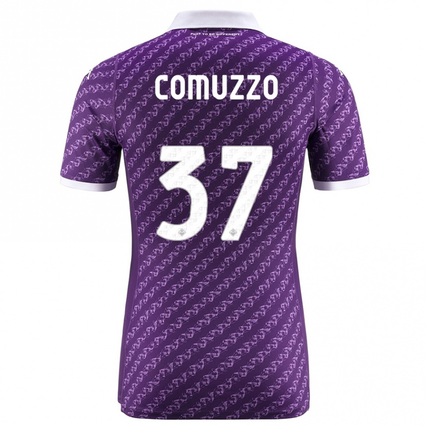 Vyrai Pietro Comuzzo #37 Violetinė Namų Marškinėliai 2023/24 T-Shirt