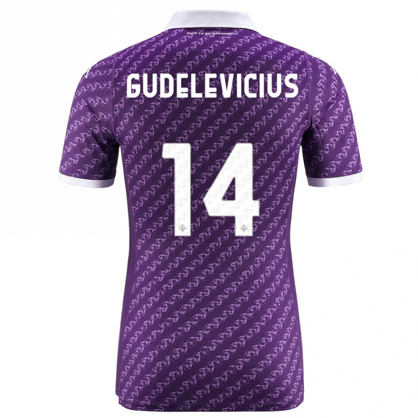 Vyrai Ernestas Gudelevicius #14 Violetinė Namų Marškinėliai 2023/24 T-Shirt