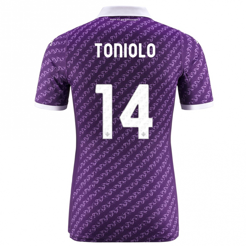 Vyrai Martina Toniolo #14 Violetinė Namų Marškinėliai 2023/24 T-Shirt