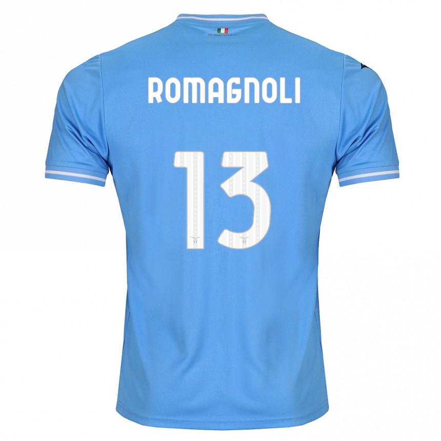 Vyrai Alessio Romagnoli #13 Mėlyna Namų Marškinėliai 2023/24 T-Shirt